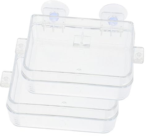Happyyami 2stücke Reptile Feeding Bowl Transparentes Teiliges Futter Und Wasserbehälter Eidechsen Und Reptilien Praktische Saugnapf-halterungen Für Terrarien Platzsparend Und Leicht Zu