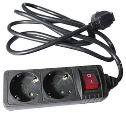 2-Fach Steckdose mit 1,5 m Kabel und Schalter in elegantem Schwarz Ideal für Ihre elektrischen Bedürfnisse, vereint Funktionalität und Stil für Ihr Zuhause oder Büro.
