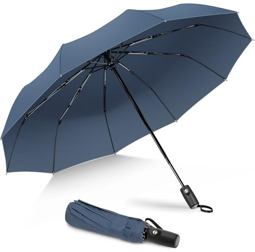 ZOMAKE Regenschirm sturmfest – 114 cm großer Taschenschirm | Kleiner Regenschirm, leicht & kompakt, windfest & stabil, Auf-Zu-Automatik, Fiberglasgestell, Damen & Herren, Alltag, Reise