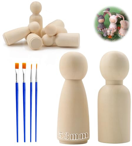 TXXATX 40 stycken träfigurer för målning 53 mm spelfigurer trä oavslutade träkoner för pyssel figurer för kvinna träfigurer familj för gör-det-själv födelsedag bröllop dekoration måla