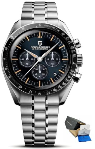 Pagani Design 1701 Herrenuhr Herren Quarzuhr, Japanisches VK63 Uhrwerk, 100 Meter wasserdicht, Saphirglas Chronograph, Luxus-Sportuhr aus Edelstahl.