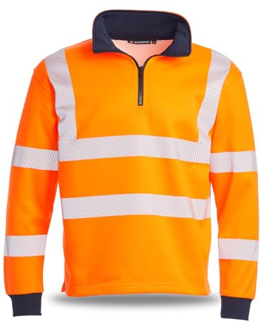 Blackrock Hi-Vis Jumper Rail Orange, EN20471 Class 3, Reflective, Size XL | 1/4 Q-Zip Pullover Sweatshirt, Fleece Polycotton, For Men Women, Work Hi Viz, Construction Workwear, High Vizibility