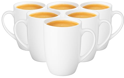 Glasmark KROSNO 1992 Tasse Set 6 Stück Kaffeetassen Keramik Tassen Teetasse Groß 590 ml Weiß