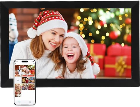 LICAEVEY 15,6 Zoll WiFi Digital Bilderrahmen, 32 GB, 1920 * 1080 FHD Automatisch Touchscreen, Tischplatten und Wandmontage, Intelligentes Bilderrahmen Share -Foto -Video (EU-Stecker)