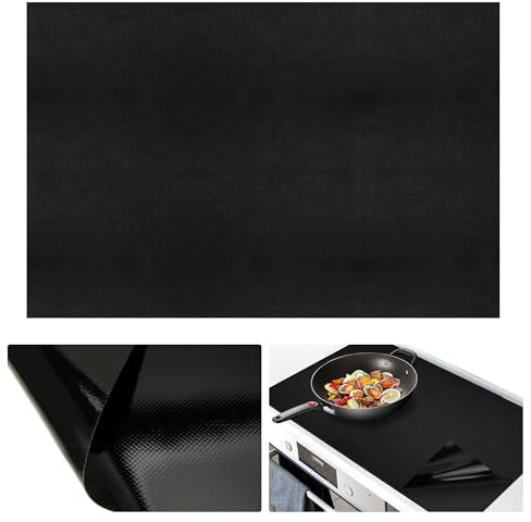 78x52cm Herdabdeckplatte – Zuschneidbare Silikon Abdeckung für Induktionskochfeld & Ceranfeld, Wasserdicht & Hitzebeständig, Schwarz
