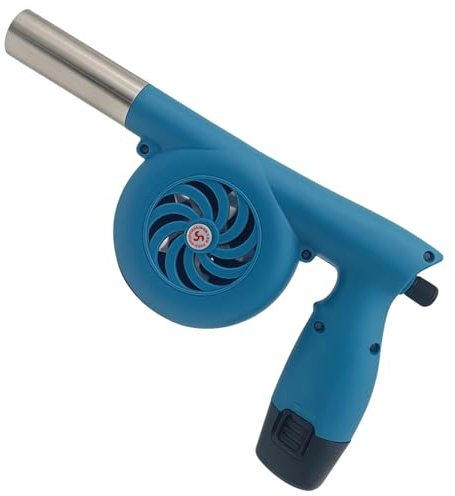 Cargador de batería, soplador eléctrico de 12 V, portátil, 5000 rpm, inalámbrico, para barbacoa, arrancador de parrilla, 31 cm, recargable, boquilla de soplador de aire extendida para acampar al aire