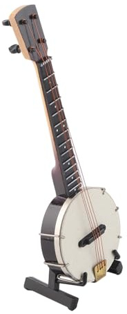 Headerbs Miniature Banjo Mannequin Basswood Tabletop Décoration Mini Enfants Toys Livelike House House Banjo with Stand pour des Amis Qui Aiment la Musique