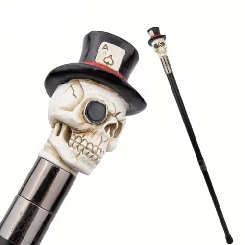 Gehstock mit Totenkopf-Motiv Aus Weißem Kunstharz, Luxuriöser Gehstock für Damen und Herren Abnehmbarer Rutschfester Besatz, für Cosplay 94 cm Lang