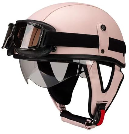 Caschi Jet E Demi-Jet Caschi Cromwell Casco Mezzo Scodella Vintage Aperto Casco Retrò Moto DOTECE Omologato Elmetto Portatile Uomini Donne Durevole E Resistente All'usura E,M:57-58CM