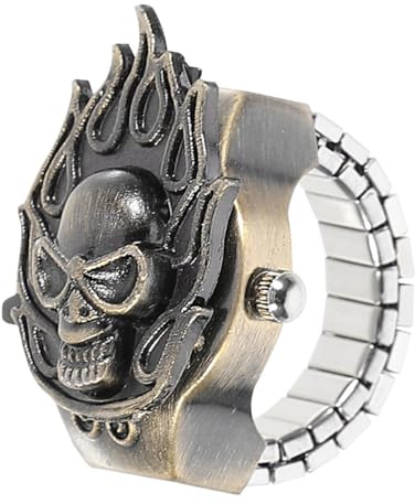 LRXIYODE Flexible Retro Ringuhr Herren Fingeruhr aus Robustem Material mit Klappmechanismus Modische Schmuckuhr für Daumen und Zeigefinger Kreative Elektronische Ringuhr für Alltag