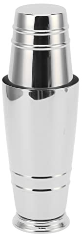 Shaker Boston in acciaio inossidabile 304, miscelatore per cocktail con finitura lucida e base lavabile in lavastoviglie, strumento da bar professionale per la preparazione di cock (Argento)