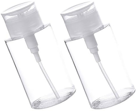 Flacon Pompe Voyage 200ml en Plastique, Lot de 2, Appuyer Bouteille | Flacon Pompe Démaquillant, Flacon-pompe de Dissolvant pour Ongles, Bouteille en Plastique Vide