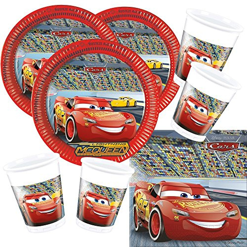 Procos Disney Pixar Party Set Cars 3 Plates Cups Napkins for 16 Children 52 Piece