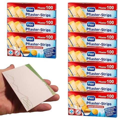 10 x 100 Pflaster Strips wasserabweisend in 4 verschiedenen Größen Heftpflaster Pflasterbox