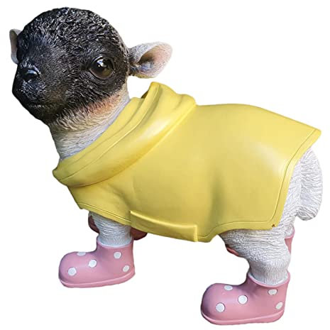 Aspinaworld Gartenfigur, Schaf Figur mit pink Gummistiefel 14 cm, Figur für den Garten, wetterfeste Deko