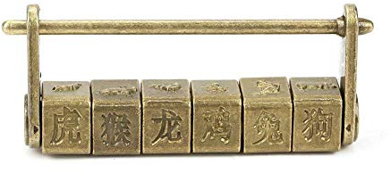 Vintage Möbel Vorhängeschloss klassische chinesische Schriftzeichen Passwortsperre Sternzeichen Vorhängeschloss für Kabinett Schmuck Holzkiste