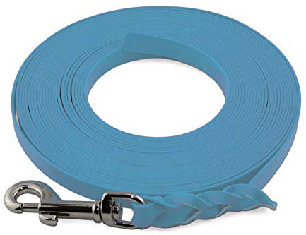 LENNIE Leichte BioThane Schleppleine, 9mm, Hunde 5-15kg, 20m lang, ohne Handschlaufe, Cyan/Türkis, geflochten