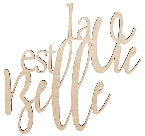 Rayher Mensaje positivo en madera 'La vie est belle', 18,2x17,5x0,4 cm, personalizable, 46417505