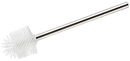 WENKO Cepillo de repuesto de silicona con mango acero inoxidable - Cepillo de inodoro para recambio, con efecto antiadherente, Acero inoxidable, 7.5 x 35 x 7.5 cm, Brillante