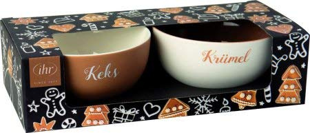 IHR Porzellanschale, 2er-Set, Motiv: ZUCKERBÄCKER Black, Keks & Krümel, 400ml