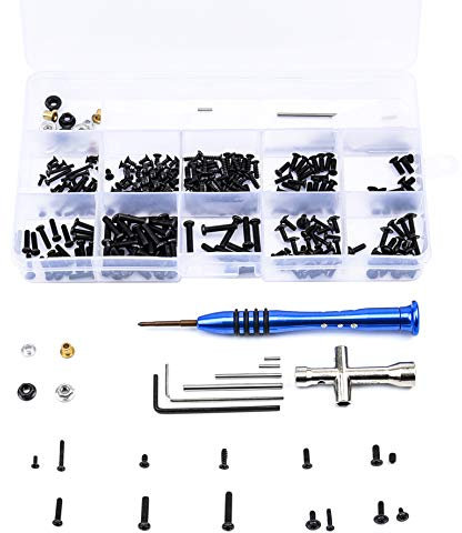 FPVDrone RC M2 M2.5 M3 Screws Bolt&Nuts Set Cross Sleeve Allen Wrench Swing Arm Pins Kit for Wltoys 144001 1/14 RC Car Spare Parts(316PCS)