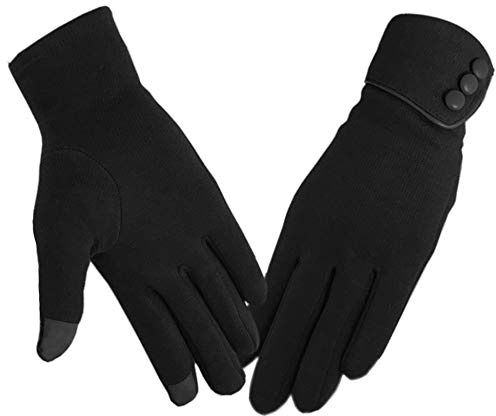 Ainkou Fashion Touch Screen Gloves Soft Comfortable Windproof with Velvet Inside for Women Girls Winter Warm Wear - Black