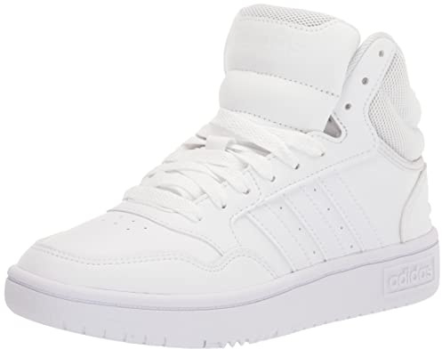Adidas Women's Hoops 3.0 Mid Basketball Shoe, White/White/Dash Grey, 8