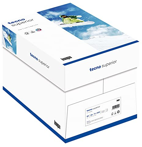 inapa Drucker-/ Kopierpapier tecno Superior: 80 g/m², A3, 2.500 Blatt (5x500), hochweiß