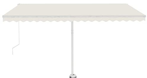 vidaXL Gelenkarmmarkise Einziehbar mit LED Markise Sonnenmarkise Balkonmarkise Sonnenschutz Standmarkise Terrasse Garten 400x350cm Cremeweiß