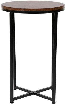 Flash Furniture Meubles Flash Hampstead Collection Table d'appoint Moderne en stratifié avec Cadre croisé, Bois d'ingénierie, Noyer/Noir Mat, Set of 1