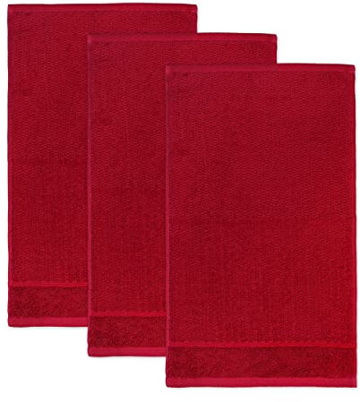 frottana Pearl Gästetuch 30 x 50 cm aus 100% Baumwolle, Ruby 3er Set