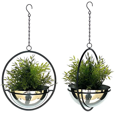 DanDiBo 2er Set Blumenampel Innen Metall Wand Hängepflanzen 53 cm 96087 M mit Topf Silber Pflanzenhänger Blumenhänger Topfhänger Blumen Blumentopfhänger Hängetopf