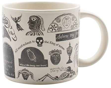 The Unemployed Philosophers Guild Memento Mori Coffee Mug with Classic Images Taken from Burial Monument Carvings - Comes in a Gift Box