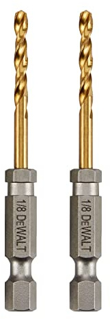 DEWALT DD5108T - Juego de brocas (1/8, revestimiento de nitruro de titanio, núcleo cónico para una durabilidad óptima, 2 piezas)