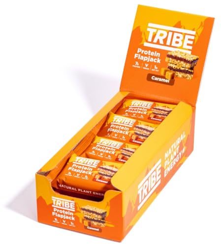 TRIBE 3-Layered Protein Flapjacks - Caramel - Great-Tasting Natural Plant Energy - Vegan, Dairy Free & Gluten Free (12 x 50g Bars)