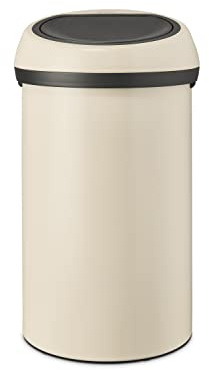 Brabantia - Touch Bin 60L - Extra Large Waste Bin for Kitchen - Soft-Touch Opening - Protective Rim - Sturdy Grips - Large Opening - Easy Recycling - Bin Liners Included - Soft Beige - 40 x 40 x 71 cm