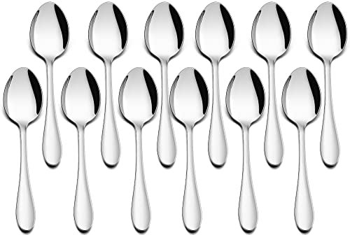 Herogo Teaspoons, Stainless Steel Teaspoons Set of 12, 14 cm Coffee Spoon for Home, Kitchen, Restaurant, Ideal for Coffee, Tea, Dessert, Mirror Finish & Durable, Dishwasher Safe, Metal Silver