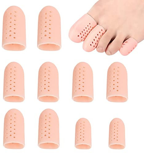 Gel Zehenkappen Großer Zeh, 10 Stück Atmungsaktive Zehenschutz, Neues Material, Silikon Zehenschutz für Blasen, Hühneraugen, Eingewachsene Zehennägel, Schmerzlinderung durch Reibung und mehr