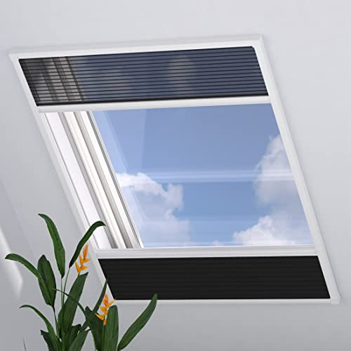 Dachfenster Fliegengitter Plissee Multi Verdunkelung Schwarz 100 x 160