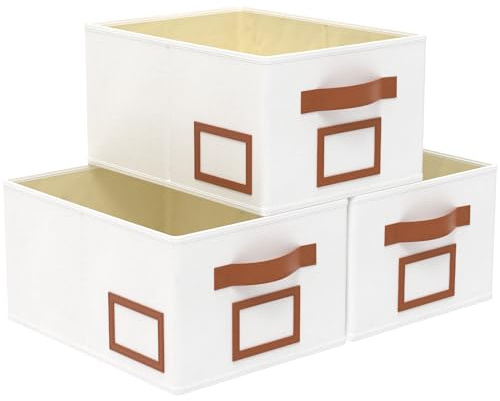 OUTBROS Schubladen Organizer, Faltbare aufbewahrungsbox mit Griff, Schubladentrenner,Regalkörbe,für Schlafzimmer, Wohnzimmer, Schrank,40x30x20cm, Weiß,3 Stück