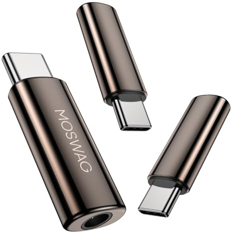 MOSWAG USB Typ C auf 3.5mm Kopfhörer Jack Aux Audio Adapter 3er-Pack | USB C auf 3,5mm Adapter für iPhone 16 Pro Max/16 Pro/16 Plus/16/15 Pro/15, Samsung Galaxy S24 S23 S22 S21 S20 und mehr