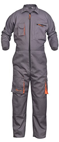 Work Wear Men's Overalls Boiler Suit Coveralls Garage Overalls Mechanics Boilersuit 4 Colours (L, GREY)