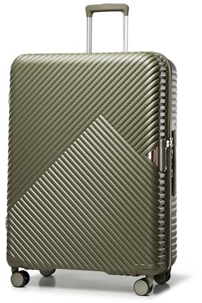 WITTCHEN GL Style Line | Reisekoffer Rollkoffer Trolley Großer Koffer Handgepäck Hartschale aus Polycarbonat mit 4 Zwilling-Rollen Zahlenschloss Teleskopgriff GL Style Größe L Olivgrün