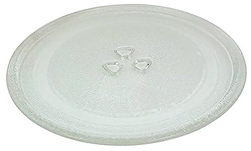 Piatto in vetro per microonde, piccolo, 24,5 cm, piatto girevole in vetro, antiaderente, con set di griglie (bianco, taglia unica)