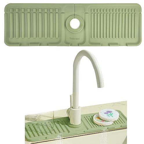 Jastown Tappetino per Rubinetto in Silicone,Rubinetto lavandino Splash Guard,Tampone di drenaggio per rubinetti,Vassoio antigoccia per la Cucina Il Bagno e Il Bar (Green)