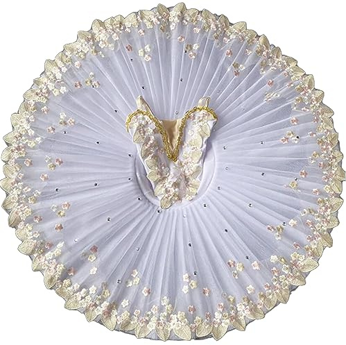 OTMYIGO Professionelles Ballett-Tutu für Mädchen, Platter-Pfannkuchen-Tutu, Ballerina-Partykleid, Ballett-Tanzwettbewerb-Kostüm,A1,170