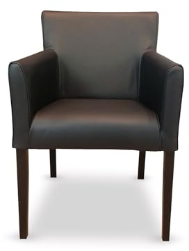 Quattro Meble Breite Echtleder Esszimmerstühle Massivholz Stühle Kross Arm Lederstühle Sessel mit Armlehnen schwarz Echt Leder Toledo Esszimmer Stuhl