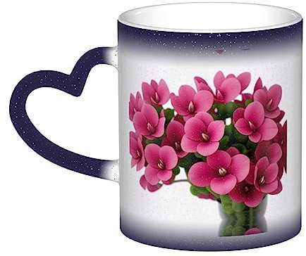 Farbwechselnde Tasse, rotes Alpenveilchen, Sternennacht, wärmeempfindliche Tasse, magische Teetasse, Kaffeetasse