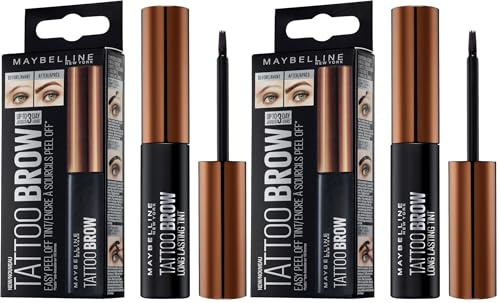 Maybelline New York Augenbrauenfarbe, Tattoo Brow Gel Tint, Mit Peel-off-Formel, Nr. 1 Light Brown, 5 ml (Packung mit 2)