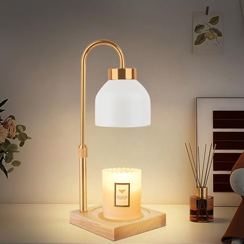 T-SUN Kerzenwärmer Lampe, Candle Warmer Lamp, Duftlampe Wachswärmer mit Timer, Dimmbare Elektrischer Kerzenwärmer Lampe, Höhenverstellbar Kerzenwärmer für Yoga, Zuhause, Schlafzimmer, Dekoration(Weiß)